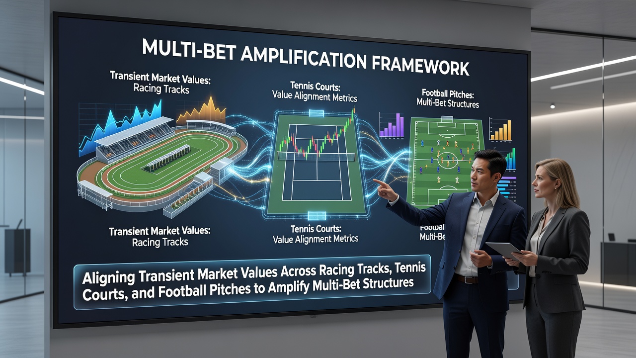 Dynamic odds boards displaying fluctuating values across horse racing tracks, tennis courts, and football pitches during live events