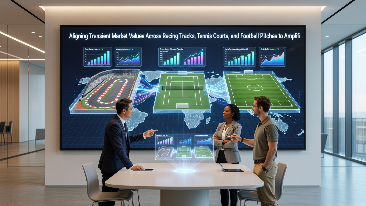 Analysts reviewing synchronized odds charts linking horse racing, tennis, and football markets for accumulator planning