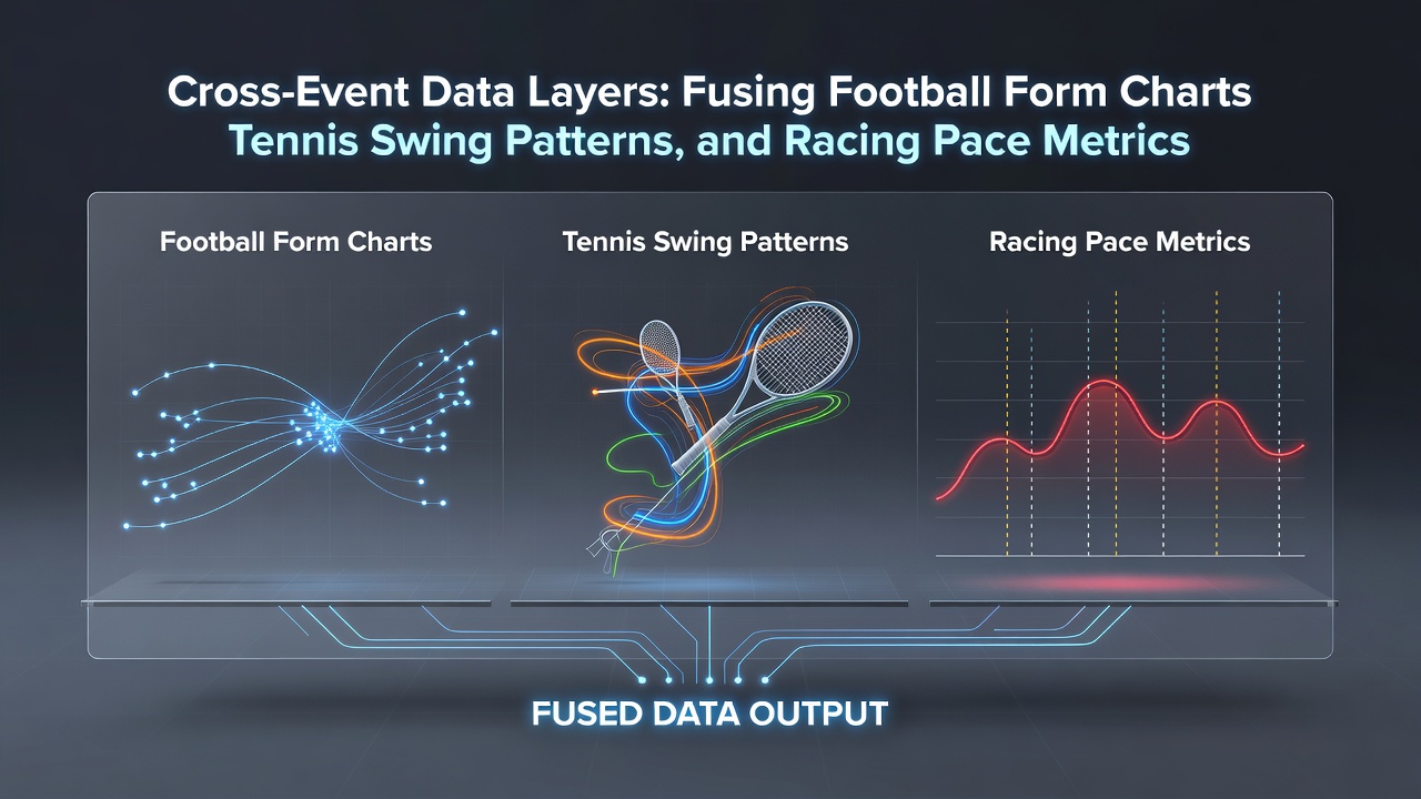 Diagram illustrating layered data fusion process across football, tennis, and horse racing metrics