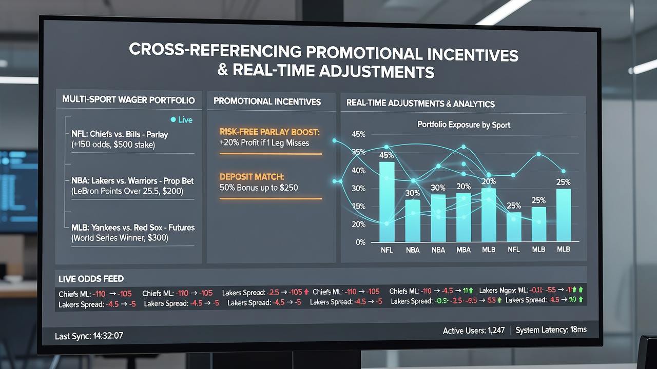 Illustration of real-time odds adjustments synchronized with multi-sport promotional tracking tools