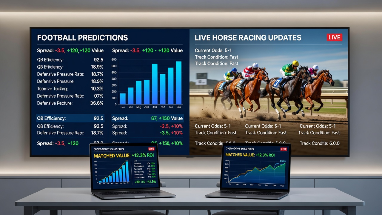 Live odds screen displaying football and horse racing markets side by side