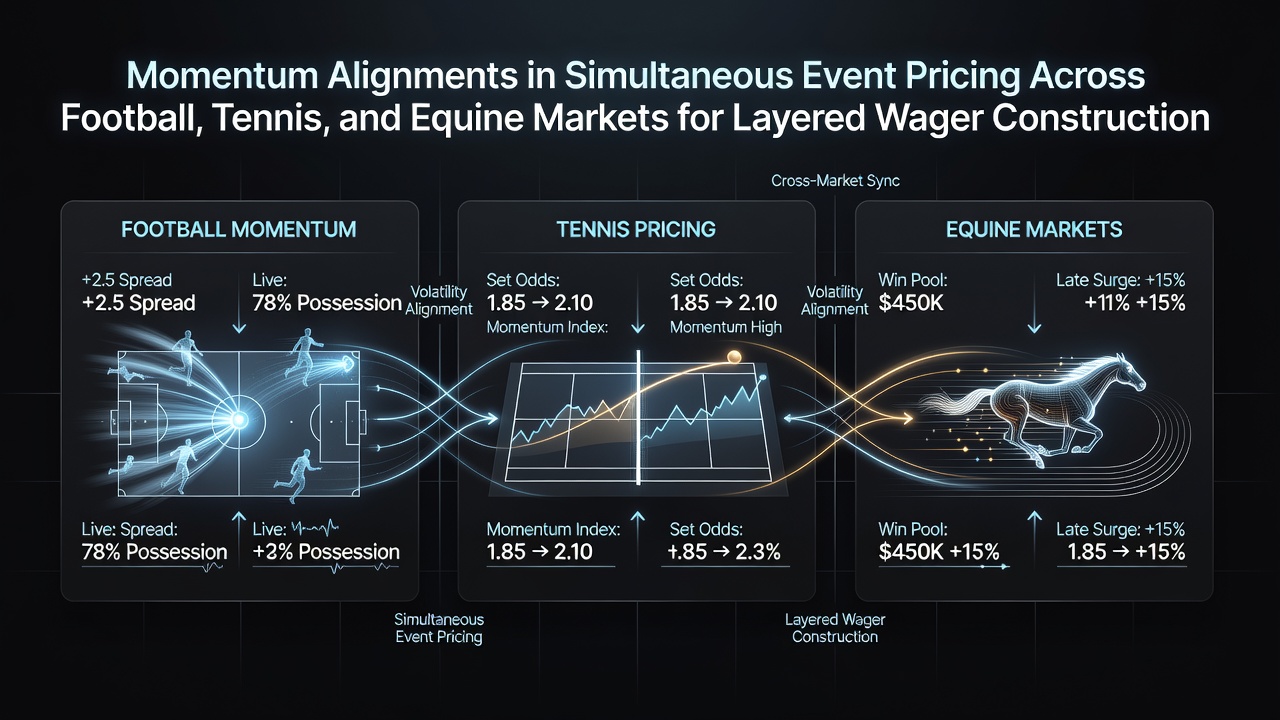 Visual representation of momentum alignments across football, tennis, and equine betting markets