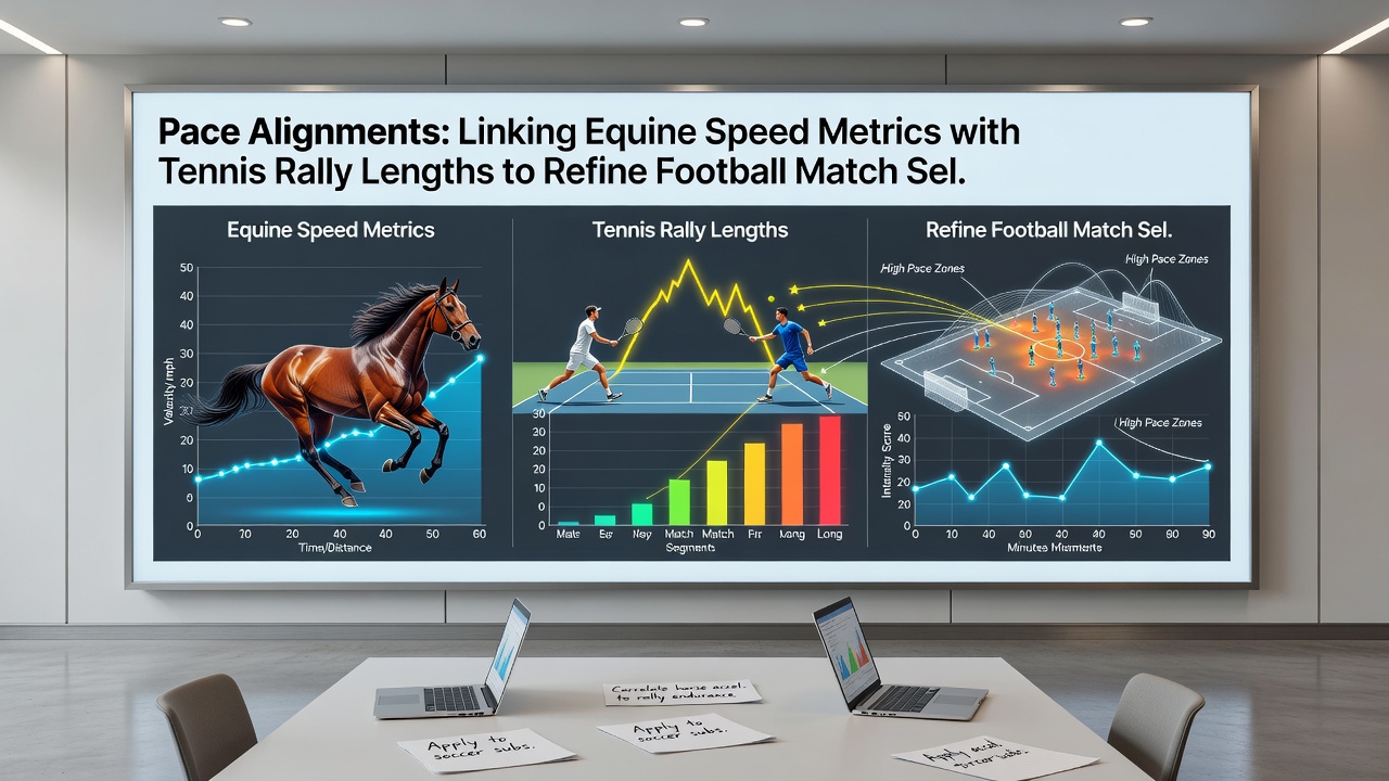 Chart displaying correlations between equine pace data, tennis rally durations, and football selection outcomes