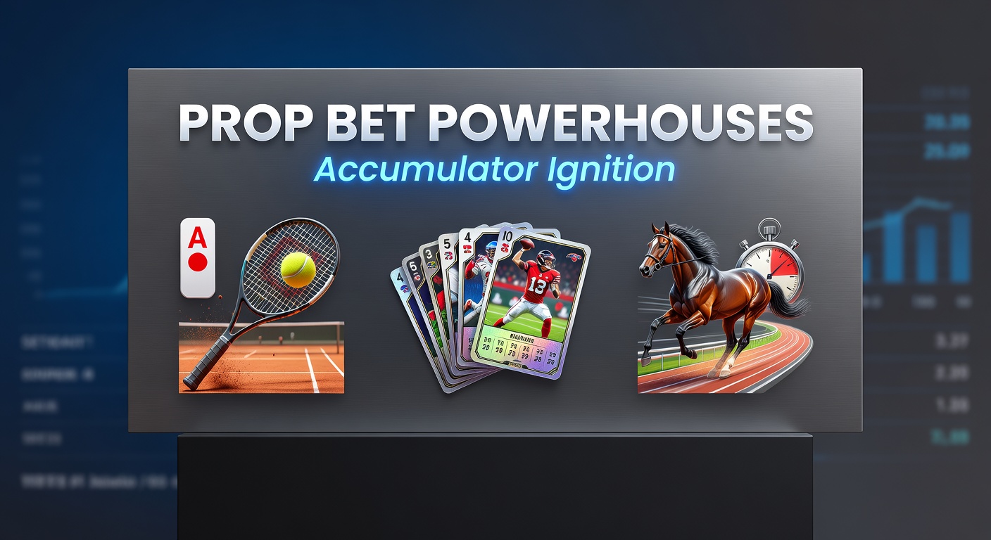 Dynamic collage of a tennis ace serve, a soccer referee issuing a yellow card, and a horse racing past a furlong marker, symbolizing high-energy prop bet action