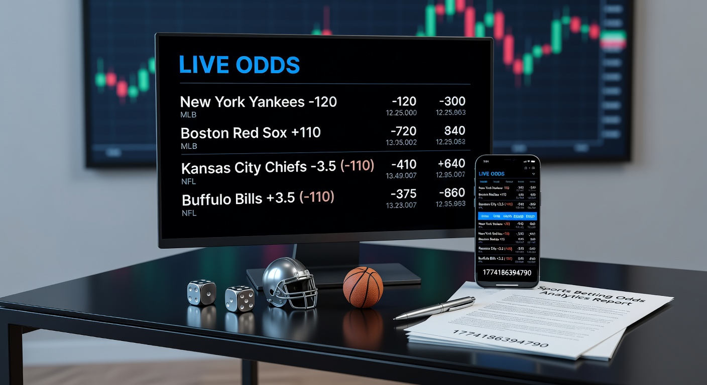 Digital display showing fluctuating sports betting odds on a sportsbook interface during a live match