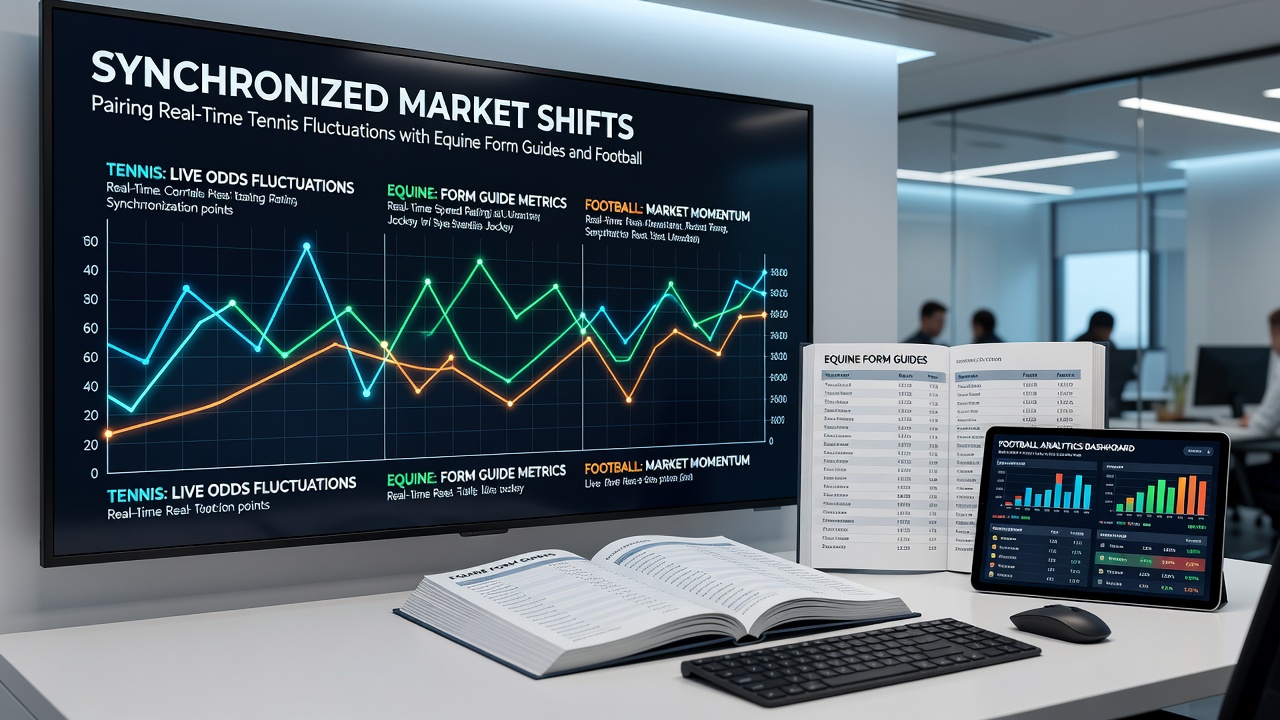 Multi-sport betting interface displaying tennis live odds, horse racing form charts, and football accumulator builder with welcome credit allocation